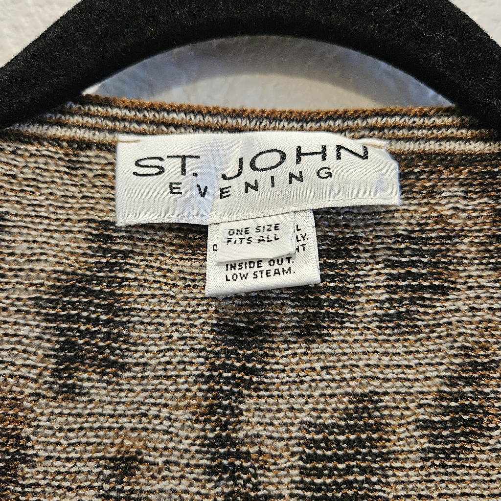St. John Evening Cape Shawl Wrap Leopard Print One Size